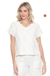 Diagonal Seam V-Neck Top - CARINE